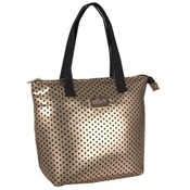 Wholesale - 13" DELIA'S GOLD/BLACK POLKA DOT METALLIC LUNCH TOTE HANDBAG C/P 24, UPC: 089305570982